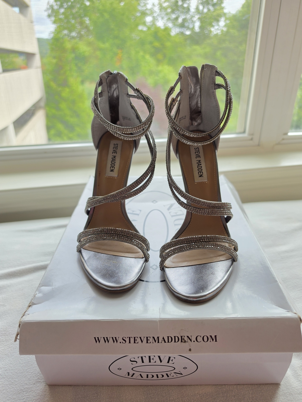 Steve Madden Silver Strappy Evening Sandals